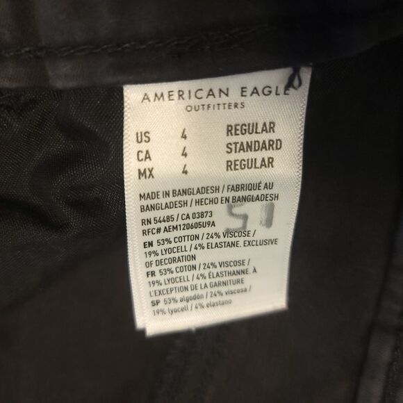 American Eagle Womens 4 (Fits 29x28.5) Hi Rise Jegging Stretch Black Jean Skinny - Picture 4 of 11